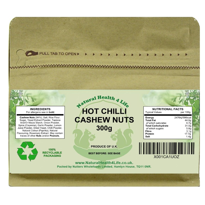 Natural Health 4 Life Baked Hot Chilli Cashew Nuts 300