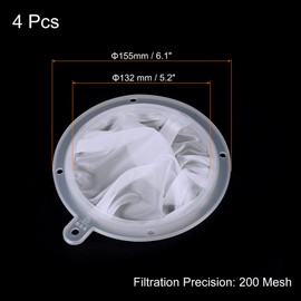 PATIKIL 6.1" O.D. Food Filter Strainer, 4 Pack 200 Mesh Kitchen Mesh Filters Strainers Fine Mesh Sieve for Juice, Coffee, Soy Milk Filtration, White
