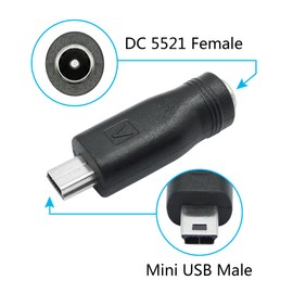 DC 5.5mm x 2.1mm to Mini USB Adapter, 5V DC 5521 Female to Mini USB Male Plug Convert Connector Power (4Pcs)