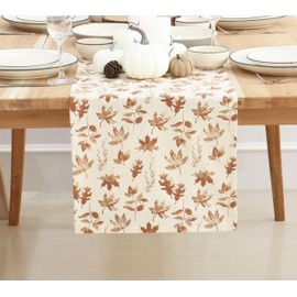 PurpleEssences - Camino de mesa con hojas de arce de otoño, decoración de mesa de comedor de cocina de Acción de Gracias para interiores y exteriores, 14 x 72 pulgadas, Aurelia