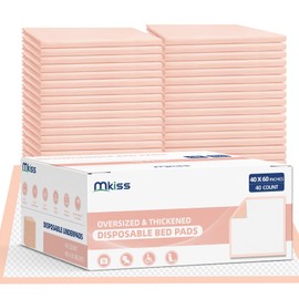 MKISS Oversized Bed Pads 40" x 60"(40 Counts), Heavy Duty Ultra Absorbent Underpads, Chucks Pads Disposable for Adults, Children, Babies, Elderly and Pets