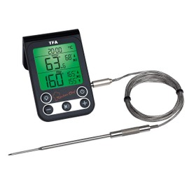 TFA-Dostmann Kitchen Digital Cooking Chamber and Barbecue Thermometer for Controlling Core Temperature, Black Plastic, 6 x 2 x 10 cm