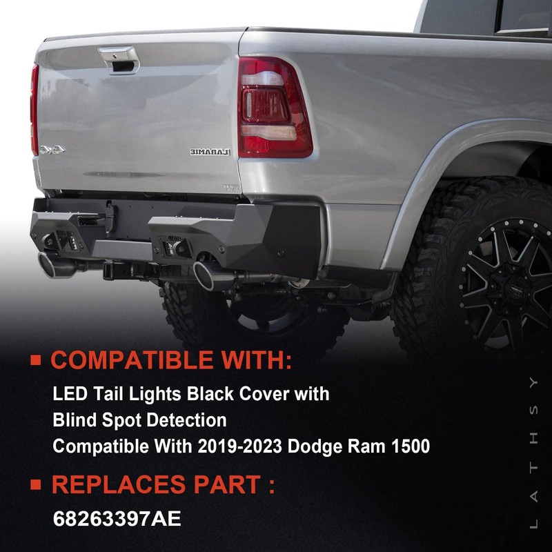 Lathsy LED Tail Light Black Cover with Blind Spot Compatible