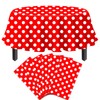 Pack of 6 Disposable Wave Dot Tablecloth, White Dots on