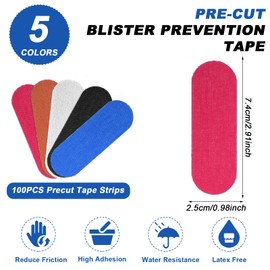 100 PCS Blister Prevention Tape，Ymapinc Anti Wear Bandaids, Blister Bandages for Feet Bandaids, Toe Tape Foot Tape Skin Tapes for Heels Toes Fingers