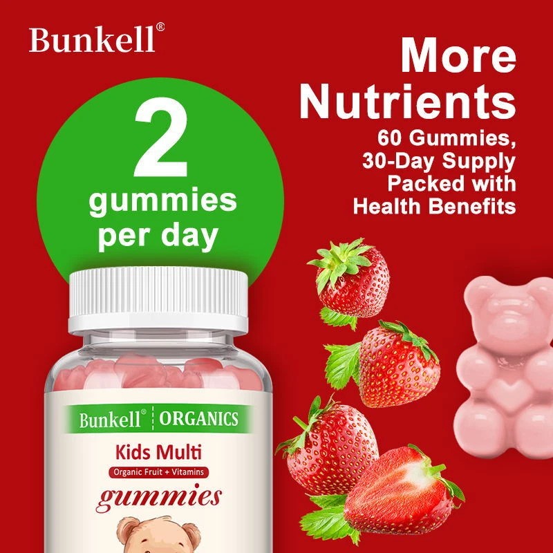 Bunkell Children's Vitamins 60 Gummies - Immune and Bone Health,