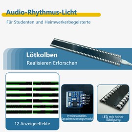 EIELE SMD Soldering Practice Kit Red Sound Controlled Music Spectrum Lamp with 12 Cool Colours Suitable for School Lessons and Soldering Enthusiasts Soldering Required Includes SMD LEDs (Red)