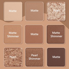 EONFAVE Schokolade Lidschatten Palette, 9 Farben Lidschatten Palette Braun Lidschatten Make-Up Paletten, Nude-Ton Langanhaltender Schimmer Matte Reisegröße Lidschatten Für Frauen Mädchen