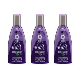 Ouro Uva Seda Capilar Hair Silk con Extracto de Semilla de Uva, Tratamiento para Cabello Suave y Brillante, Sin Aceites Minerales, 150ml, Pack de 3