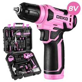 DEKO 8V Cordless Drill Set – 126-Piece Home Tool Kit With Storage Case, DIY Power Tools For Fence Work, Home Décor, Furniture Assembly & Everyday Repairs:_Blue tool set (126pcs)_1 year warranty