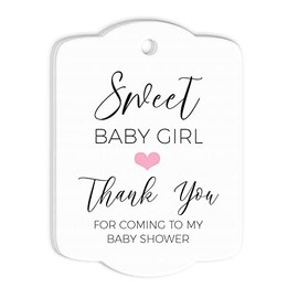 Baby Shower Favor Tags Sweet Baby Girl Pink Thank You Tags - Set of 24