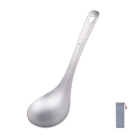 Boundless Voyage Titanium Long Handle Ladle Soup Spoon Thickeness Tableware Porridge Stew Sauce Deep-bowled Ladle Scoop Kitchen Cooking Utensils ((M))