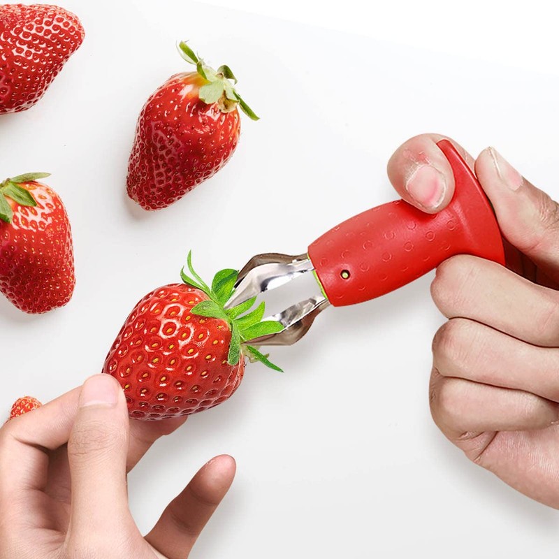 Lotsdonxia 2PCS Stainless Steel Strawberry Huller and Stem Remover Kit,