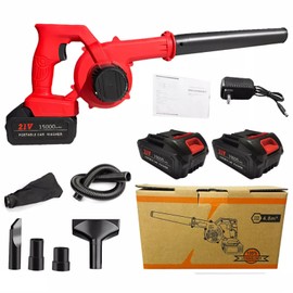 ikaufen 2 in 1 Cordless Electric Leaf Blower Dust Vacuum with 21V 1.5Ah Lithium Battery for Blowing Leaf,Cleaning Dust,Small Trash,Car,Computer Host