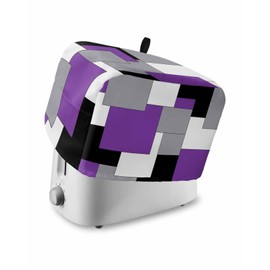 Toaster Cover 2 Slice Abstract Geometric Toaster Oven Cover with Pockets Mid Century Purple Nordic Dustproof Bakeware Protector Small Kitchen Appliance Dust Covers and Fingerprint Protection for Women