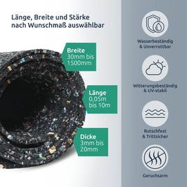 diconfa Building Protection Mat Width 600 mm 60 cm 0.6 m Choice of Thickness: 3 to 20 mm Length: 0.05 m to 10 m Selection: 0.15 m 15 cm Long, 3 mm Thick Rubber Mat Sold by the Metre Rubber Granulate