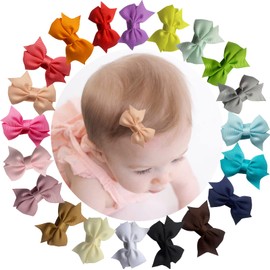 Baby Girls' Snap Hair Clips, Tiny Bow Non-Slip Hair Clips for Toddlers, Fine Hair, Mini Bow (Pinwheel-20 Pieces)