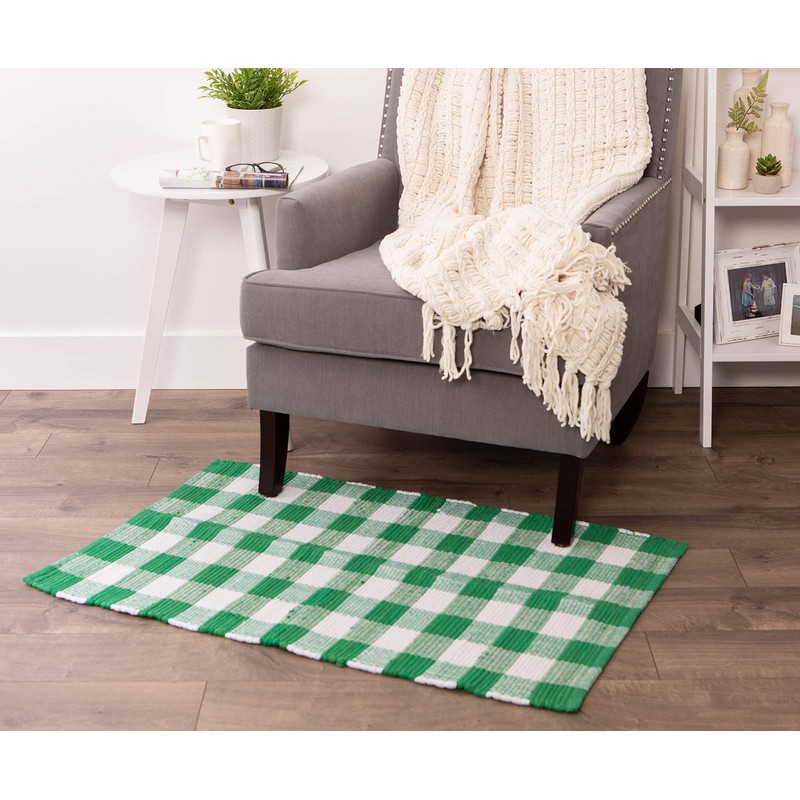 DII Buffalo Check Rug Collection - Alfombra chindi Reversible teñida