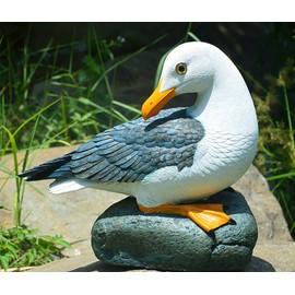 Euiroet Real Seagull Outdoor Sculpture,Garden Funny Bird Statue,Beach Statue,Resin Animal Seabird Ornaments,Coastal Beach Decor for Outdoor Table Decor for Garden,Terrace,Lawn,Yard