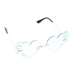 Healeved Heart Shaped Decorative Flame Glasses Rimless Personality Sunglasses for Festivals Parties Photography Props Unique Chic Design for Adults