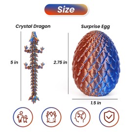 YILCER 4PCS 3D Printed Dragon Eggs with Dragon Inside Mini Dragon Easter Eggs Set Easter Basket Stuffers Mystery Dragon Egg Fidget Toy Surprise 3D Printed Animals Toy Set