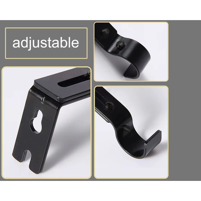 Premium Curtain Rod Brackets - 2 Pack Adjustable Wall Mounts,