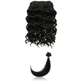 Chear Water Wave Weft Human Hair Extension with Premium Blend Weave, Number 1, Jet Black, 10-Inch