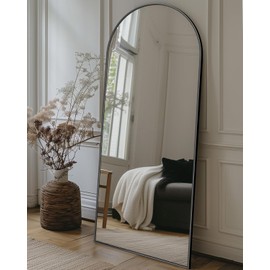 Antok 58"x21" Full Length Mirror, Floor Mirror with Stand, Leaning, Standing or Hanging, Black