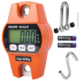 Outmate 660lb/300kg Digital Crane Scale - Compact LCD Handheld Hanging Scale for Garage, Farm, Hunting, Fishing & More(300kg/Plastic/Orange)