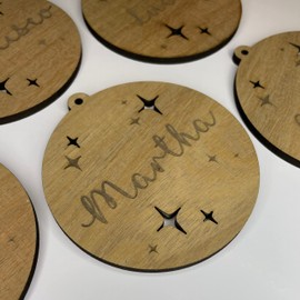 Pack Esferas Navideñas Personalizadas con Nombre MDF Enchapado con Madera Rosamorada Adornos Navideños Para Arbol De Navidad