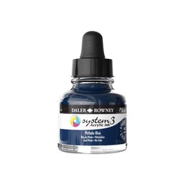 Daler-Rowney System3 Acrylic Ink Bottle Phthalo Blue 29.5ml - Versatile Acrylic Ink for Artists and Students - Opaque Calligraphy Ink for Drawing Illustrating Airbrushing Dip Pen Ink and More