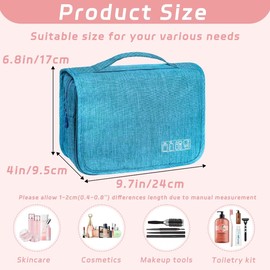 YEMEDA Toiletry Bag Travel Bag with Hanging Hook, Waterproof Capacity Hanging Multifunctional Makeup Bag for Toiletries, Portable Cosmetic Bag Travel Organizer for Women and Men, A3-Sky Blue