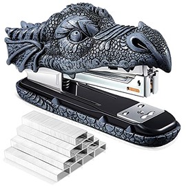 Dragon Stapler with 2000 Staples, Dragon Head Stapler Kids Novelty Stapler Funny Carving Resin Faucet Stapler for Office Desk Stationery Desktop Accessory Home Decor (Grey)