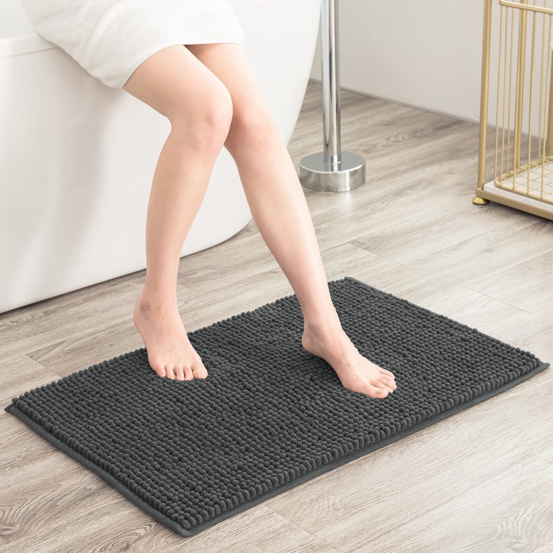 subrtex Chenille Bath Mat, Non-Slip Bathroom Rug, Absorbent Bath Mat,