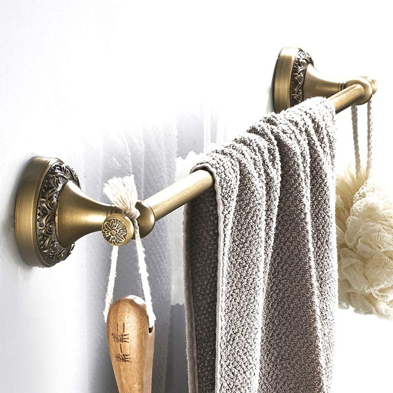 BATHSIR Antique Brass Towel Bar Set, Adjustable Bathroom Accessories Include