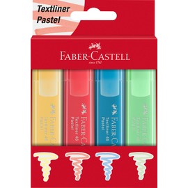 Faber-Castell Textliner 46 Pastel Highlighter Pens - Box of 4, 254624