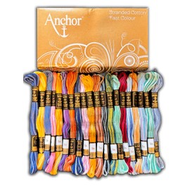 20 Variegated Multi Shades Anchor Cotton Cross Stitch Embroidery Threads Skeins Colour/Floss 100% Cotton Thread UK