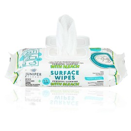 Juniper CLEAN 1 Pack Surface Wipes with Bleach, All-Purpose Cleaner for Bathroom, Kitchen, Office, 72 Count Soft Flow, Fresh Scent, Lint Free & Durable
