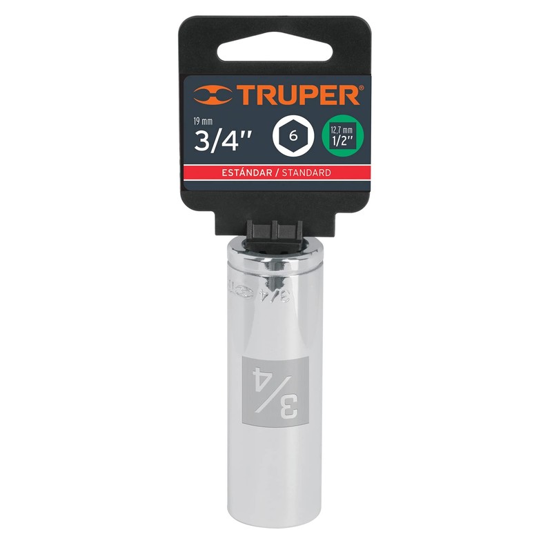 Truper D-1224-HL, Dado largos de 6 puntas std, 3/4", cuadro