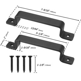 QUALIALL Premium Barn Door Handles Black,7.4 inch,2 Packs,Heavy Duty Rustic Metal Pulls for Sliding, Garage,Shed, Gate, Closet, Drawer, Indoor/Outdoor