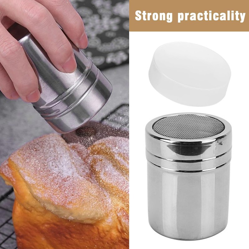 2Pcs Stainless Steel Flour, Sugar, and Salt Shakers – 7oz