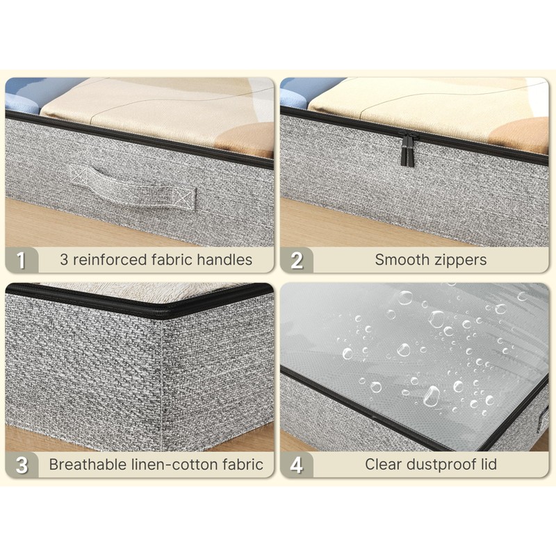 TidyCorner 2-Pack Under Bed Storage Containers, 4.5 Inches Tall Low