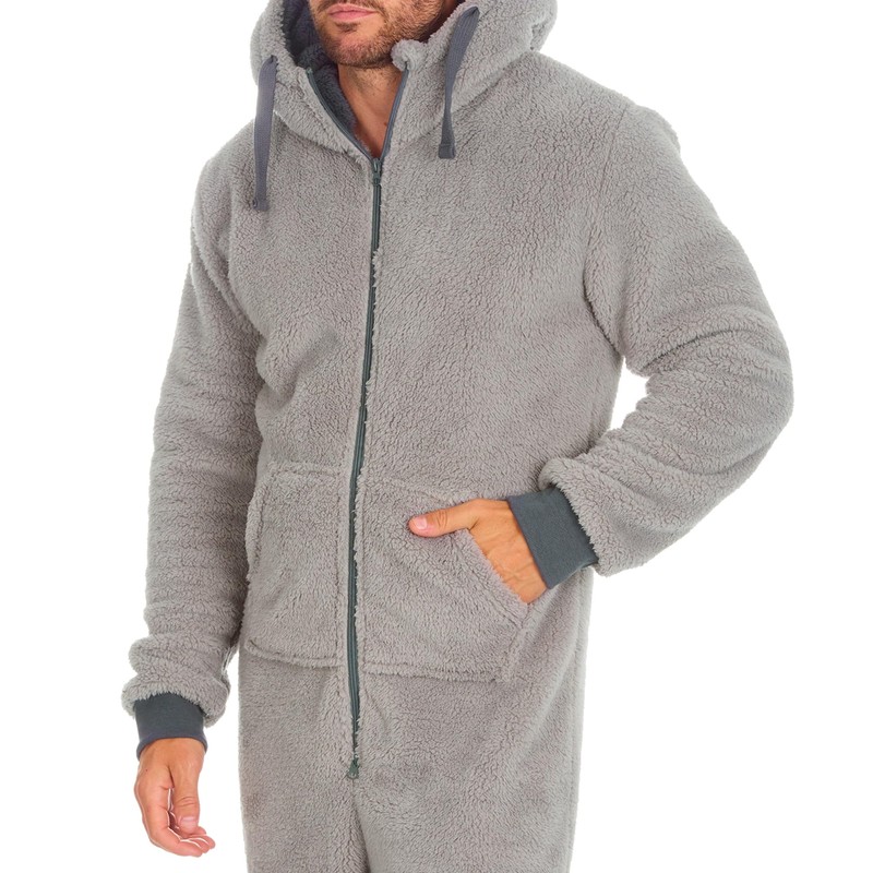 Mens OneZee Snuggle Fleece Onesie 31B1482 Grey L-XL