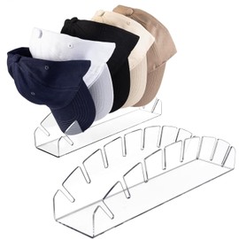2PCS Hat Organizer for Baseball Caps Display Stand, Hat Stand for 14 Baseball Caps, No Install Acrylic Hat Organizer, Hat Storage fo r Closet, Shelf, Dresser, Office, Countertop