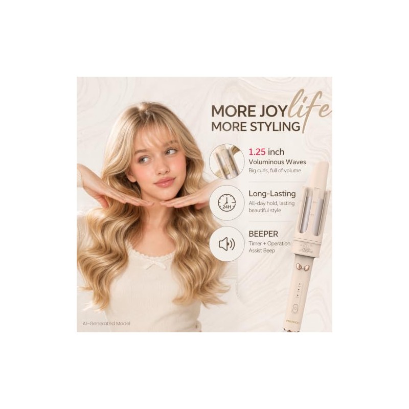 PRITECH Automatic Rotating Curling Iron - Effortless Curls for All