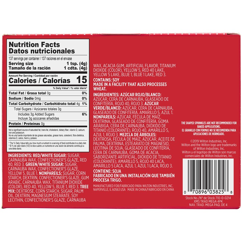 Wilton Traditional Mix Holiday Sprinkles Mega Set of 4, 19.3