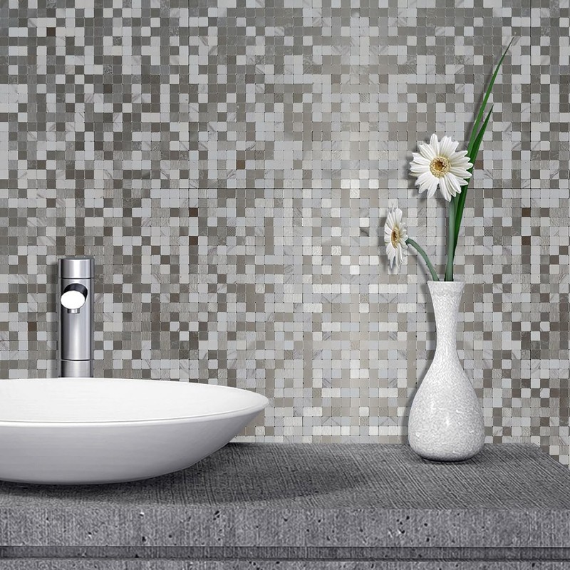 XUANINY Self-Adhesive Metal Backsplash, Peel and Stick Tile for Kitchen