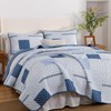 WONGS BEDDING 3 Pieces Quilt Set Queen Size, Blue Patchwork