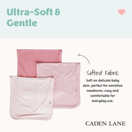 Caden Lane Premium Baby Burp Cloths, Ultra Soft & Absorbent, Gender Neutral for Newborn, Boy & Girl, Essentials for Feeding & Teething, Machine Washable, 3-Pack, Pinks
