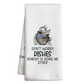 Don't Worry Kitchen Towel, 16x24 Inch Funny Waffle Weave Hand Dishcloth, Absorbent Quick Dry Tea Towels, Best Housewarming Gifts for Family Friends, Kitchen Table Decoration-A08
